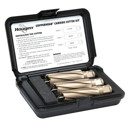 Hougen Copperhead Carbide Cutter Kit 13/16, 15/16, 1-1/16 in. 2 in. DOC 18985-2